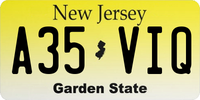 NJ license plate A35VIQ