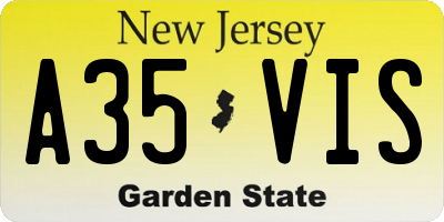 NJ license plate A35VIS