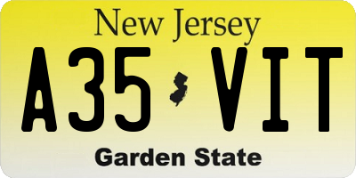NJ license plate A35VIT