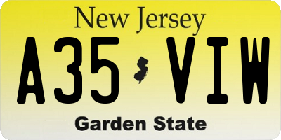 NJ license plate A35VIW
