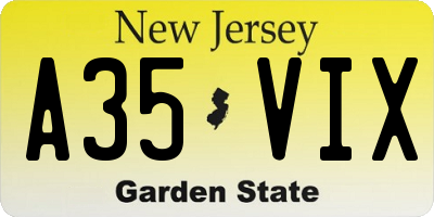 NJ license plate A35VIX