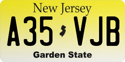 NJ license plate A35VJB