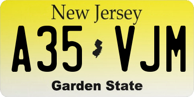 NJ license plate A35VJM