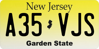 NJ license plate A35VJS