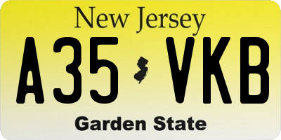 NJ license plate A35VKB
