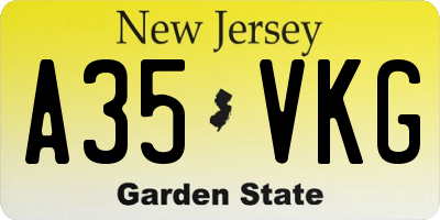 NJ license plate A35VKG