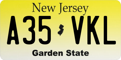 NJ license plate A35VKL