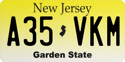 NJ license plate A35VKM