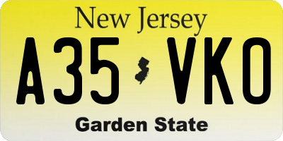 NJ license plate A35VKO