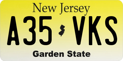 NJ license plate A35VKS