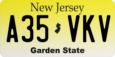 NJ license plate A35VKV
