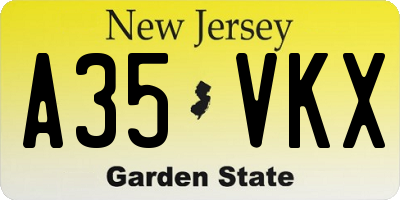 NJ license plate A35VKX