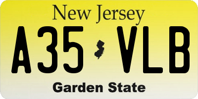 NJ license plate A35VLB