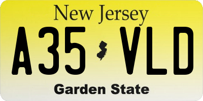 NJ license plate A35VLD