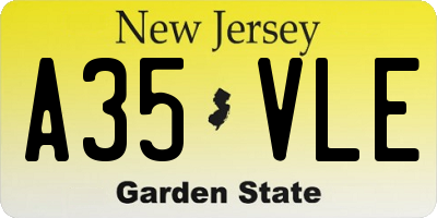 NJ license plate A35VLE