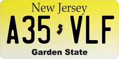 NJ license plate A35VLF