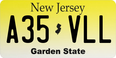 NJ license plate A35VLL