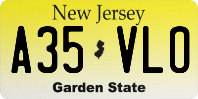 NJ license plate A35VLO