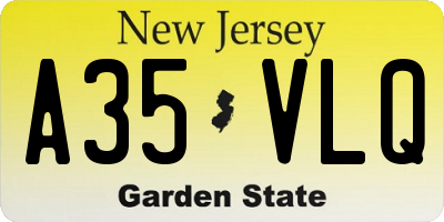 NJ license plate A35VLQ