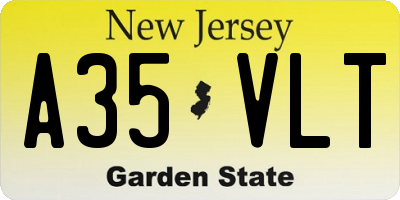 NJ license plate A35VLT