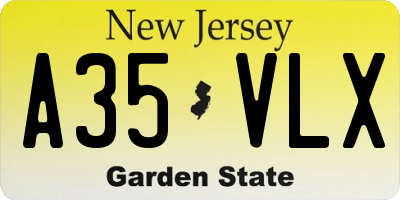 NJ license plate A35VLX