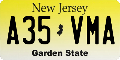 NJ license plate A35VMA