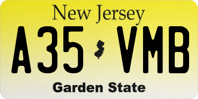 NJ license plate A35VMB