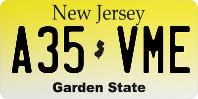 NJ license plate A35VME