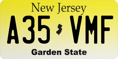 NJ license plate A35VMF