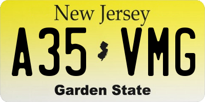 NJ license plate A35VMG