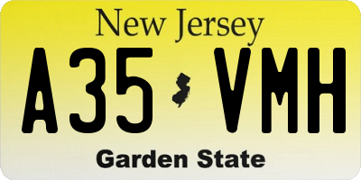 NJ license plate A35VMH