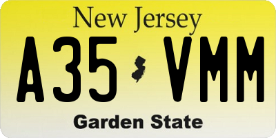 NJ license plate A35VMM