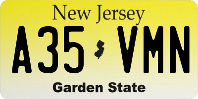 NJ license plate A35VMN