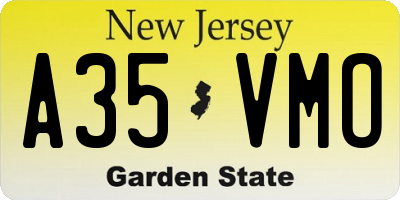 NJ license plate A35VMO