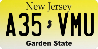 NJ license plate A35VMU