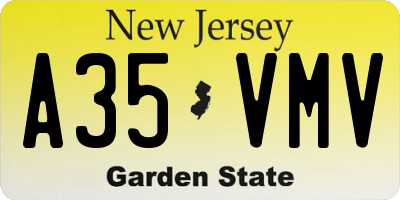 NJ license plate A35VMV