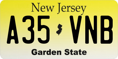 NJ license plate A35VNB