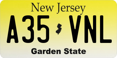 NJ license plate A35VNL