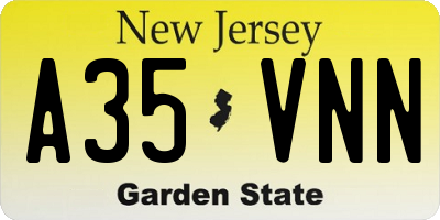 NJ license plate A35VNN