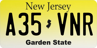 NJ license plate A35VNR