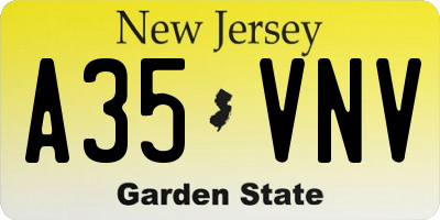 NJ license plate A35VNV