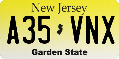 NJ license plate A35VNX