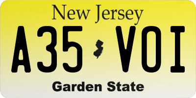 NJ license plate A35VOI