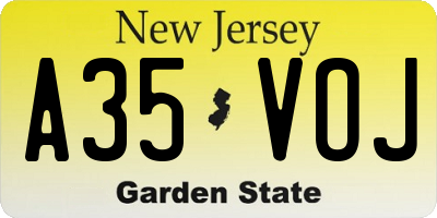 NJ license plate A35VOJ