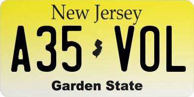 NJ license plate A35VOL
