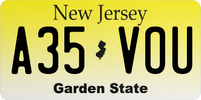 NJ license plate A35VOU