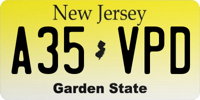 NJ license plate A35VPD