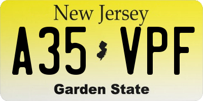 NJ license plate A35VPF