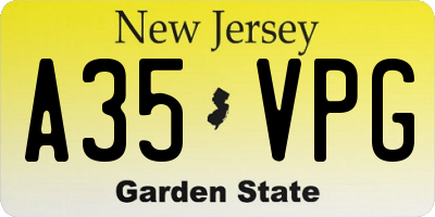 NJ license plate A35VPG