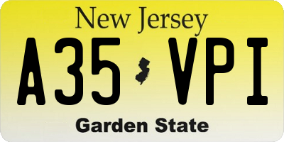 NJ license plate A35VPI